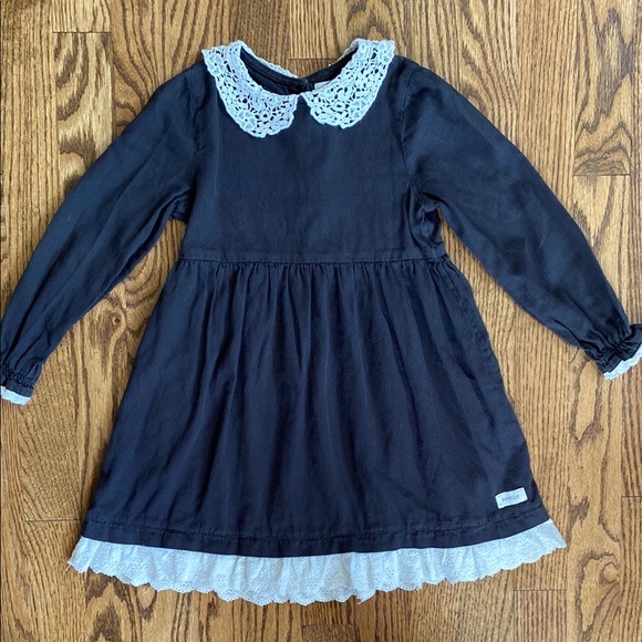 newbie Other - Black with white lace collar and lace bottom newbie dress, size 140 (3-4)